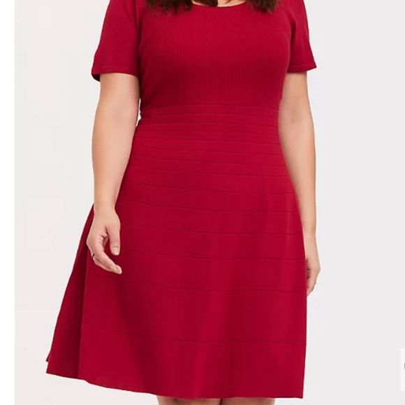 Torrid Red Sweater Knit Skater Dress 